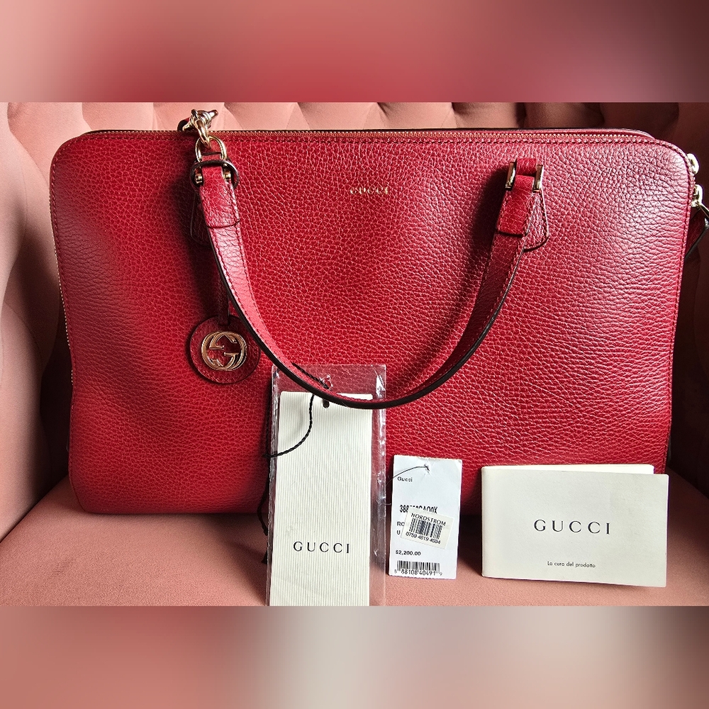 Gucci Red Grained Leather Purse
